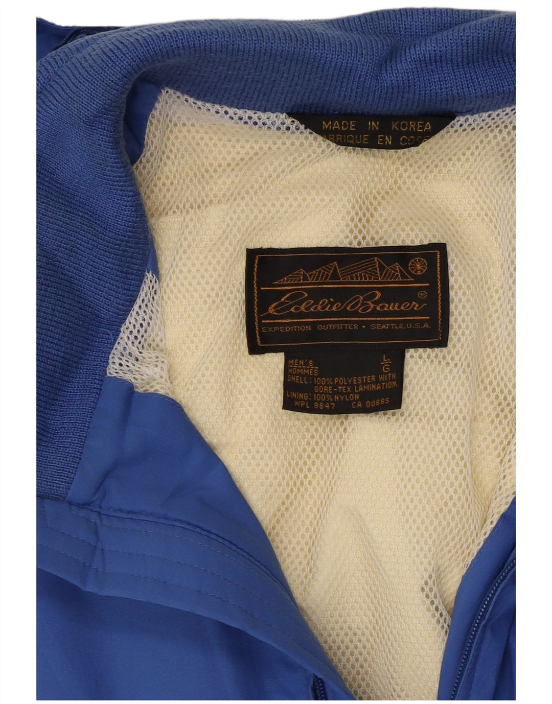 Eddie Bauer Chaqueta impermeable con capucha para hombre Reino Unido 40 Poliéster azul grande