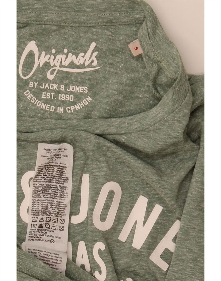 Jack & Jones Hombre Camiseta Gráfica Top Small Verde Poliéster Moteado