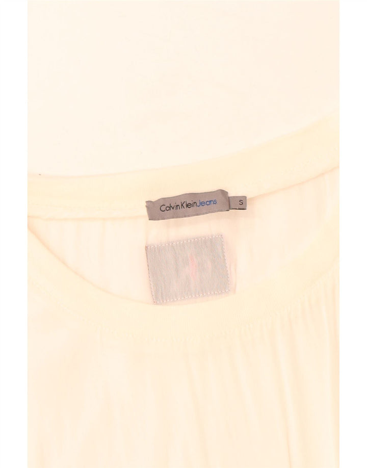 Calvin Klein Jeans Blusa para mujer Top UK 10 Small Off White