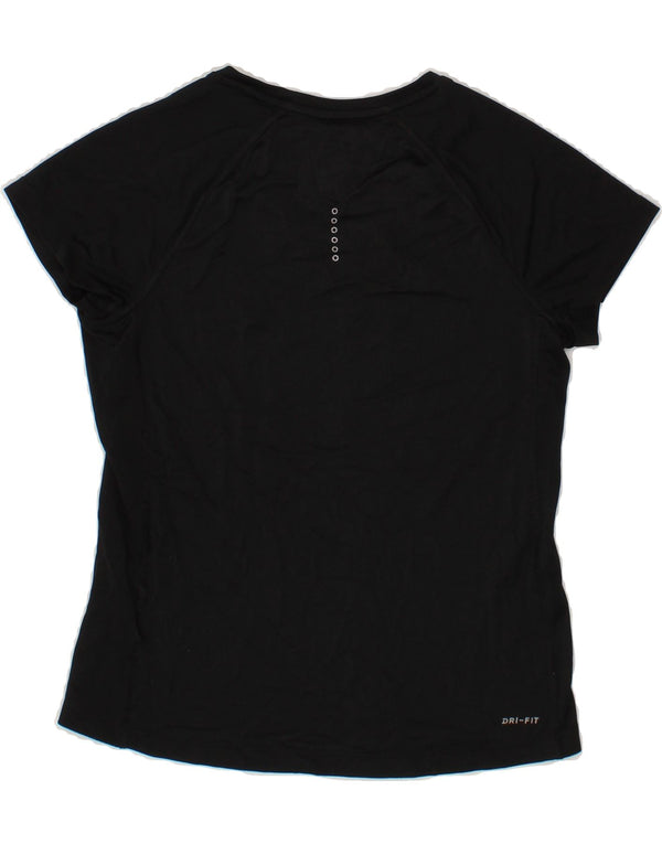 NIKE Womens Dri Fit Graphic T-Shirt Top UK 10 Small Black Polyester