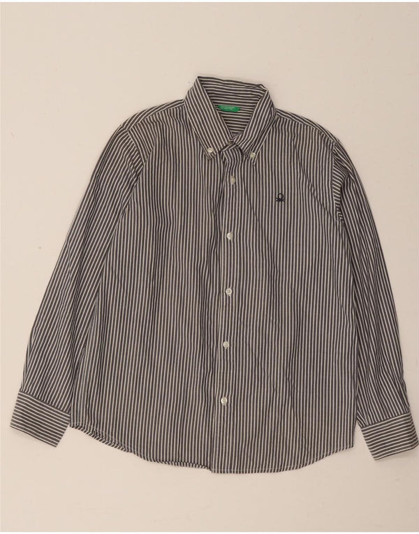 Benetton Boys Shirt 9-10 Years Blue Pinstripe