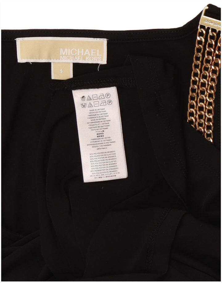 Michael Kors Blusa sin mangas para mujer Top UK 10 Small Poliéster negro