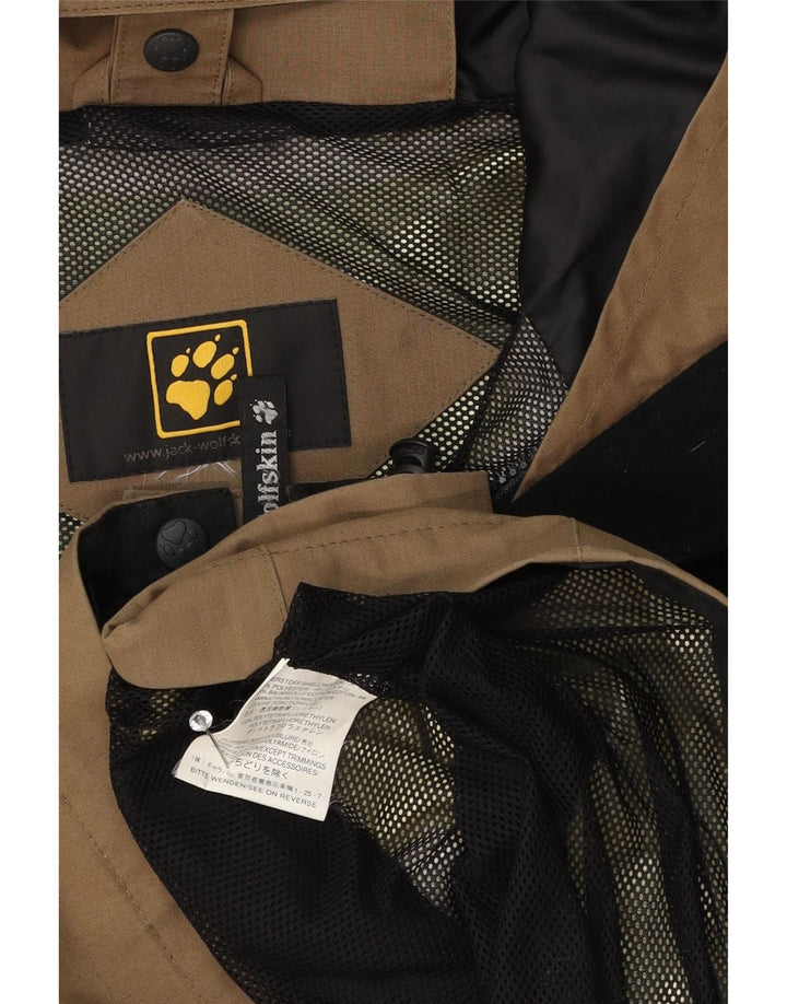Jack Wolfskin Chaqueta impermeable con capucha para hombre UK 40 Large Beige Poliéster