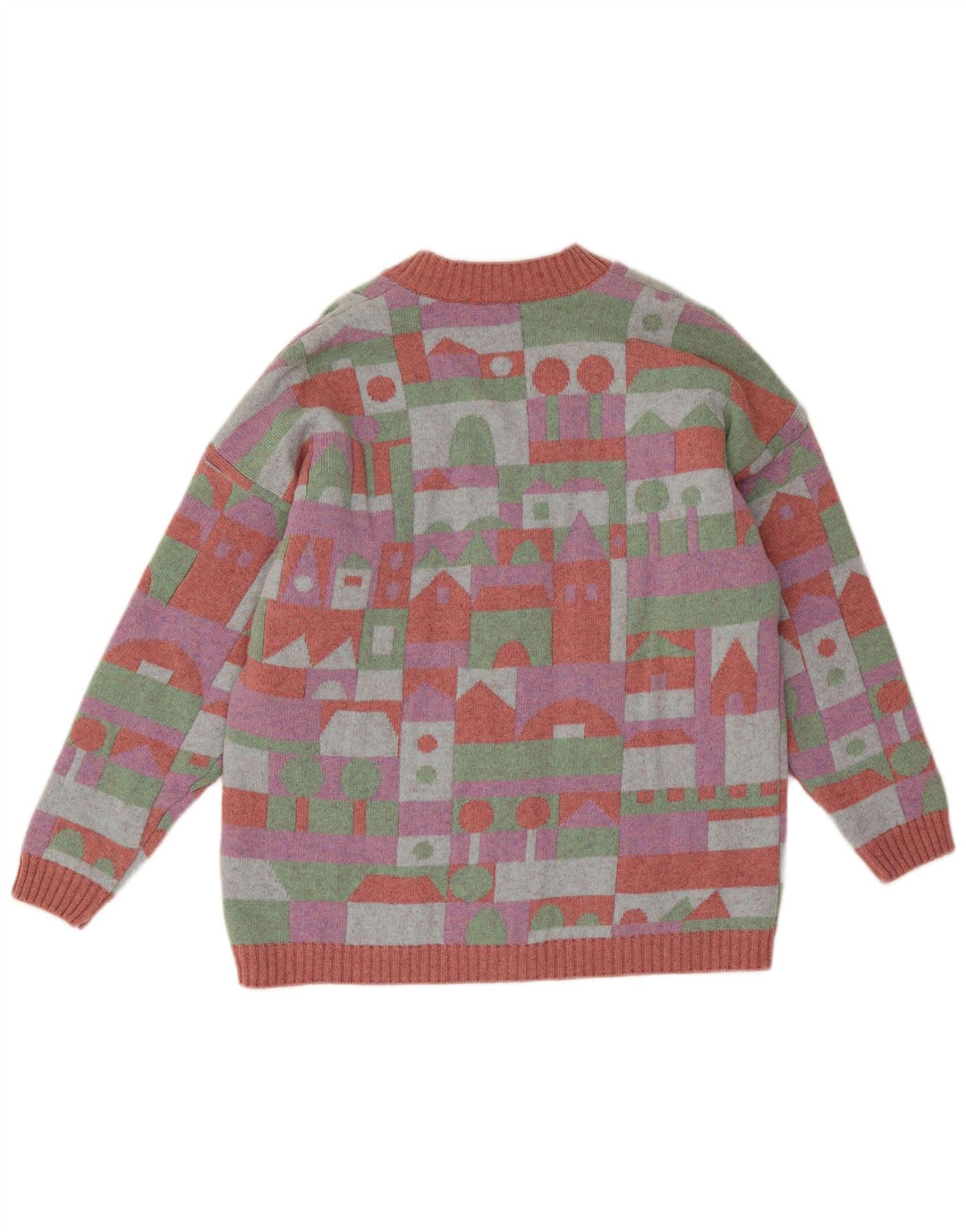 Stefanel Cárdigan para Mujer UK 40 XL Multicolor Geométrico