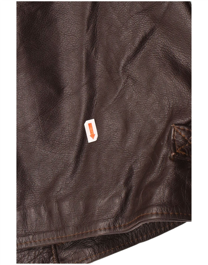 VINTAGE Chaqueta de cuero para hombre Reino Unido 42 XL Cuero marrón