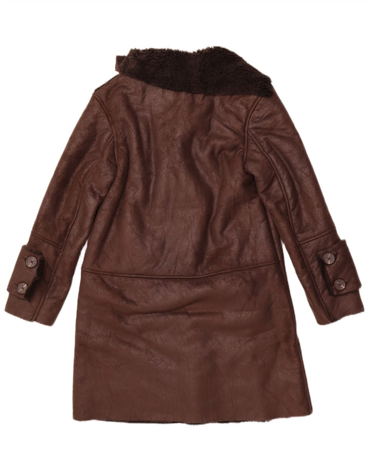 STRADIVARIUS Abrigo Sherpa extragrande para mujer UK 6 XS Marrón Poliéster