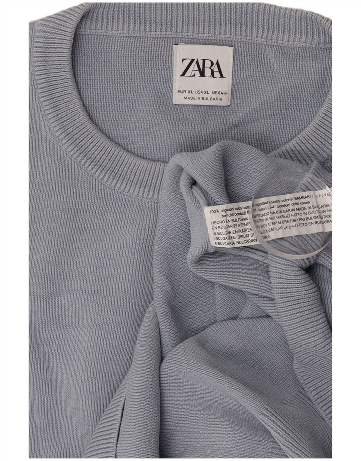 Zara Hombre Jersey Cuello Redondo Jersey XL Gris Algodón