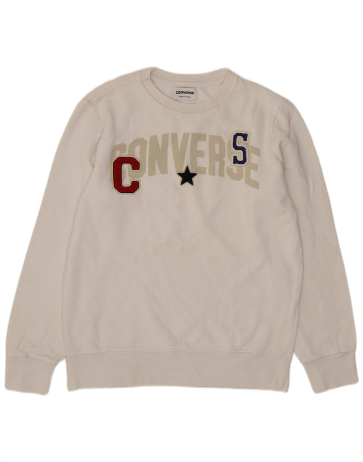 CONVERSE Sudadera gráfica para hombre Jumper Small White Cotton