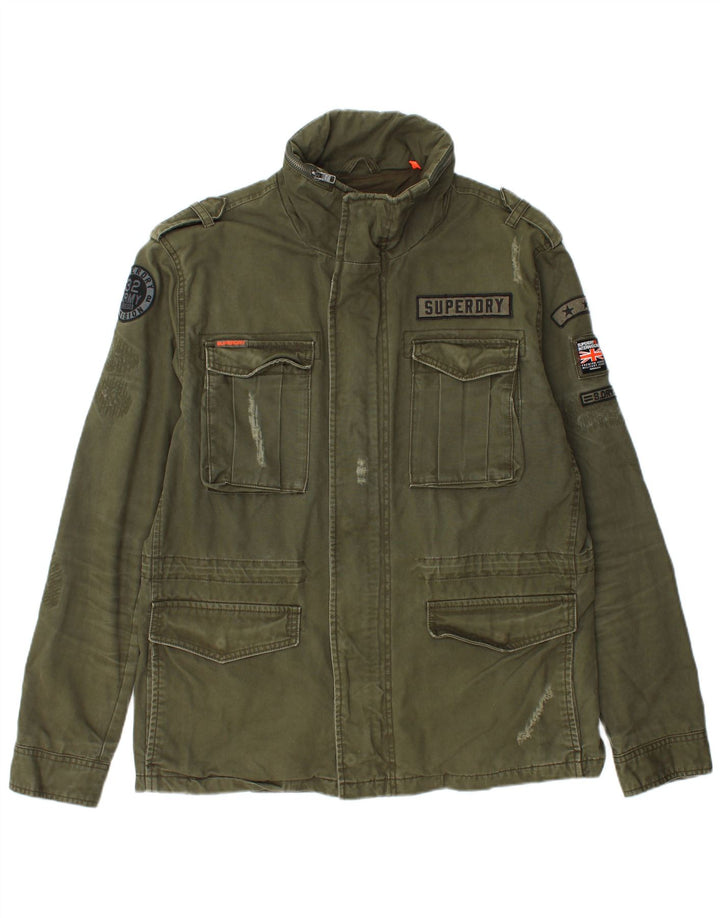 SUPERDRY Chaqueta militar con estampado desgastado para hombre UK 44 2XL Algodón caqui