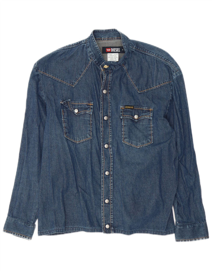 Diesel Mujer Camisa Vaquera Pequeña Algodón Azul