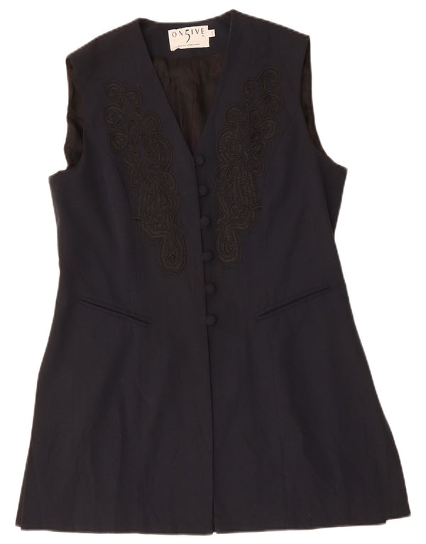 SPORTSTAFF Chaqueta tipo blazer de 6 botones para mujer IT 44 Medium Navy Blue Paisley