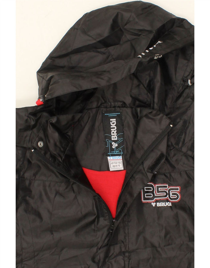 BRUGI Boys Hooded Rain Jacket 9-10 Years Black Polyester Vintage Brugi and Second-Hand Brugi from Messina Hembry 