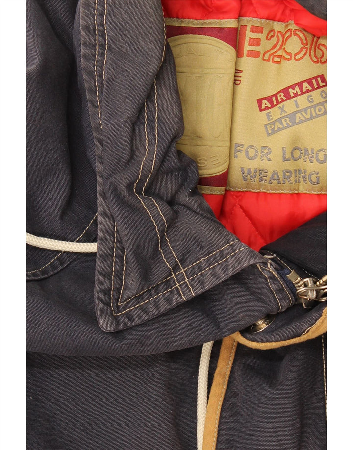 Vintage hombres cortavientos chaqueta Reino Unido 44 2XL azul marino