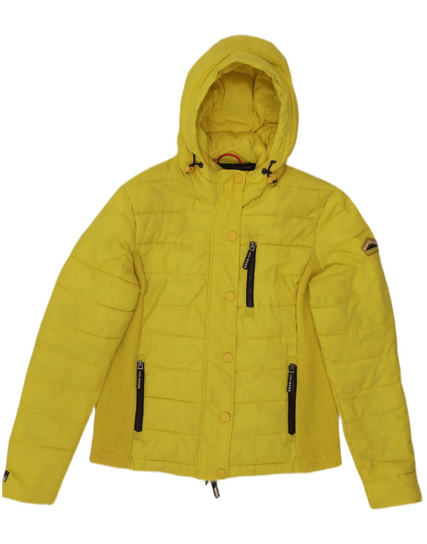 Superdry Mujer Chaqueta Acolchada Con Capucha ES 40 XL Nylon Amarillo