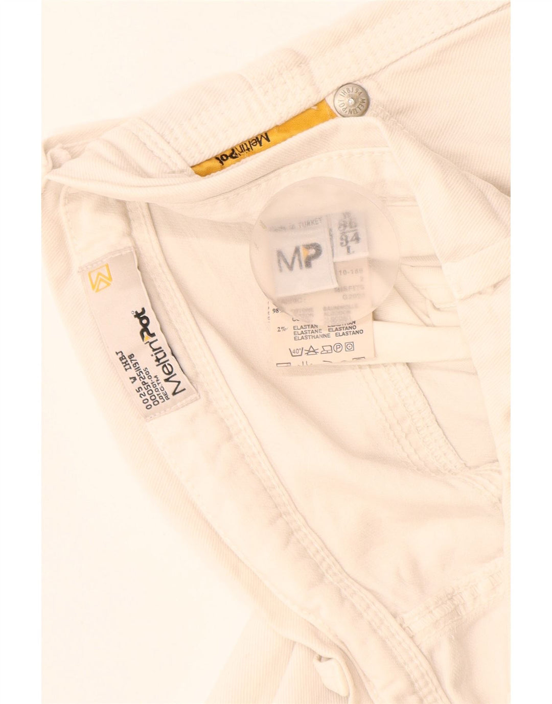 Meltin' Pot Vaqueros ajustados para mujer W36 L34 Algodón blanco