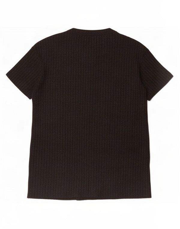 Zara Camiseta Mujer Top UK 10 Small Poliéster Moteado Negro