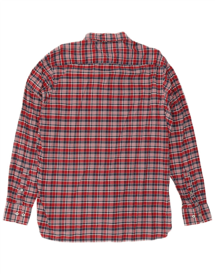 Camisa Tommy Hilfiger de corte personalizado para hombre, algodón a cuadros rojos grandes