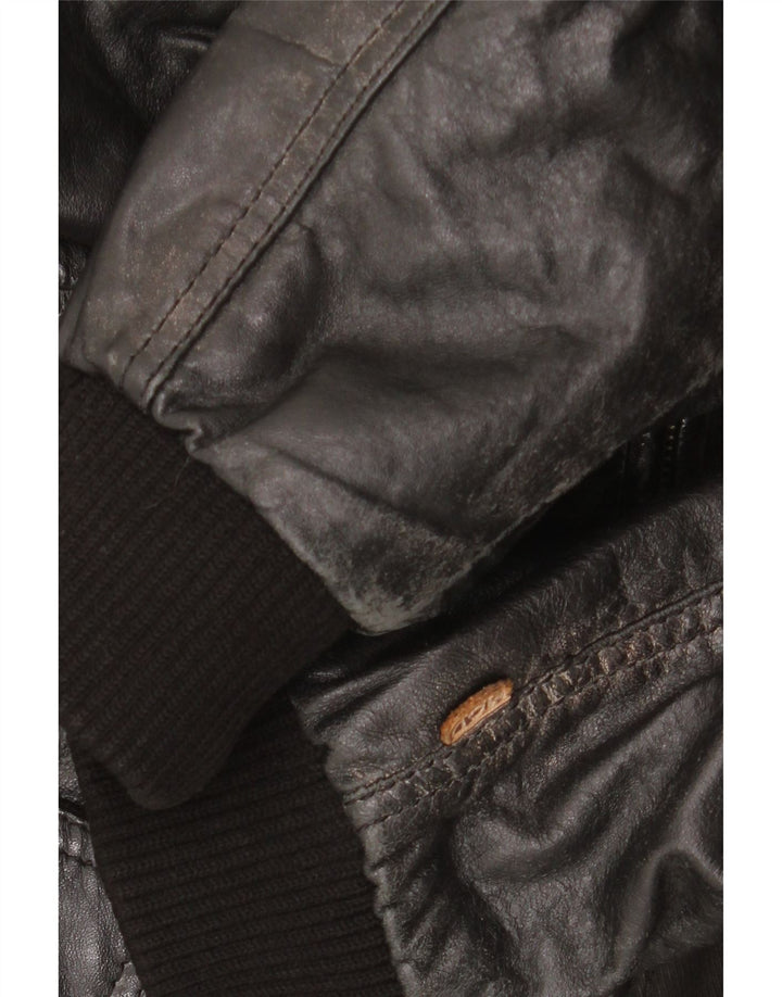 Chaqueta de cuero vintage para hombre Reino Unido 42 XL cuero negro