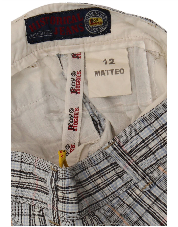 ROY ROGERS Pantalones cortos chinos para niños 11-12 años W26 Algodón a cuadros azules