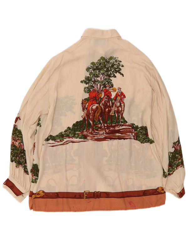 GABRI ELLE LA CAMICIA Blusa camisera gráfica para mujer UK 40 Large Off White