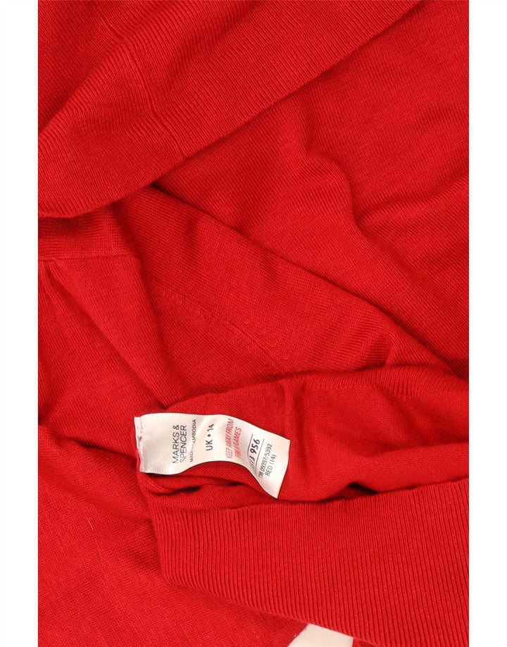 Marks & Spencer Suéter tipo jersey con cuello vuelto para mujer UK 44 Viscosa roja mediana