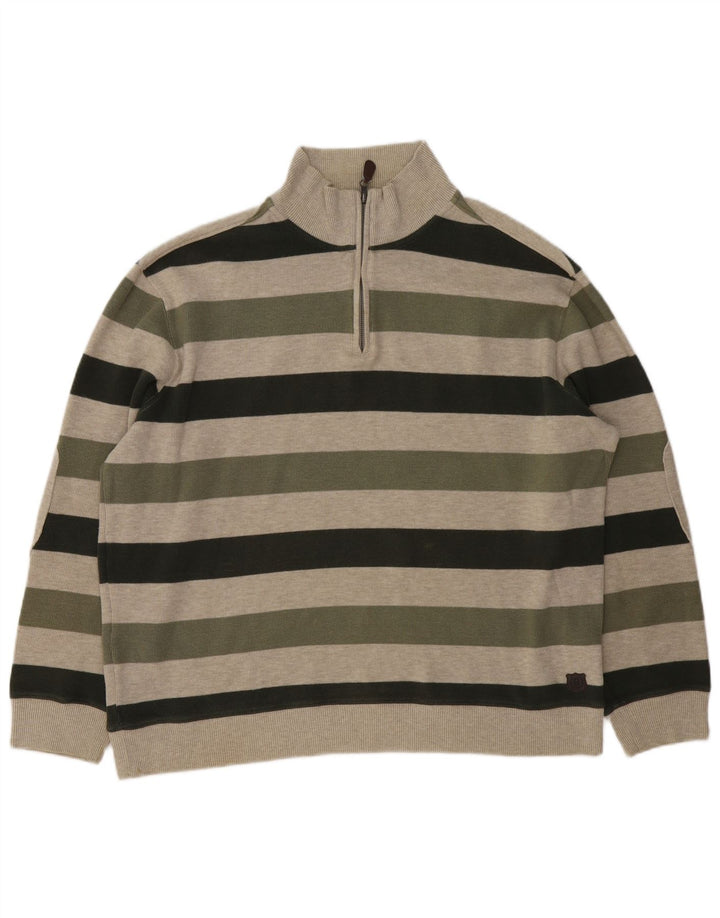 Marks & Spencer Suéter tipo jersey con cuello y cremallera en azul Harbor para hombre, talla grande, color caqui