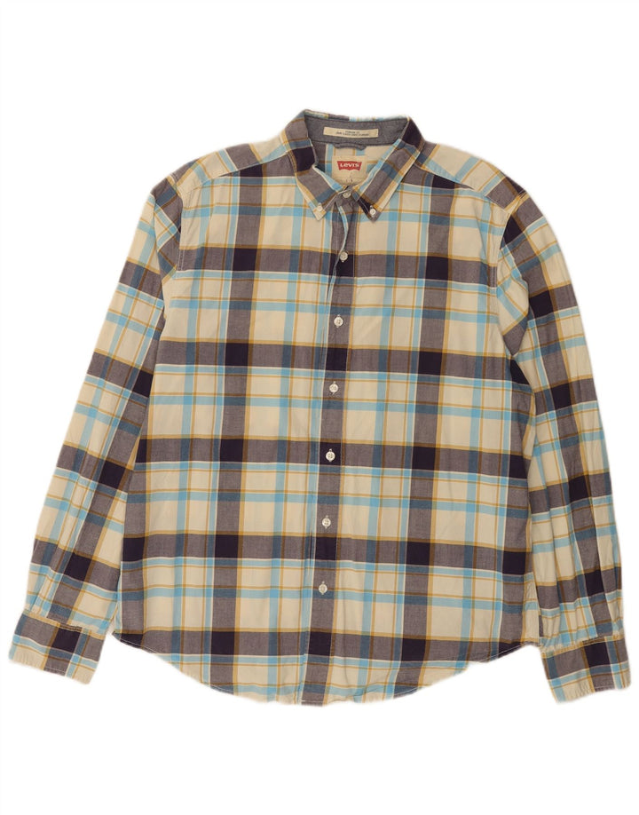 Levi's Camisa de corte estándar para hombre de algodón a cuadros beige grande