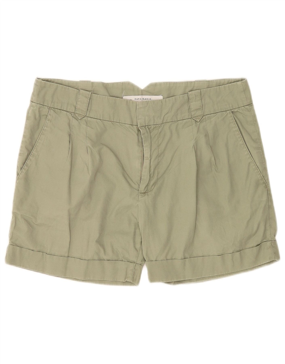 Zara Mujer Pantalones Cortos Chinos Pegged Mediano W28 Algodón Verde