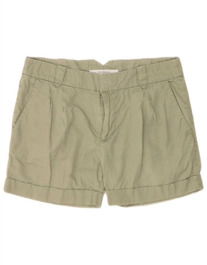 Zara Mujer Pantalones Cortos Chinos Pegged Mediano W28 Algodón Verde