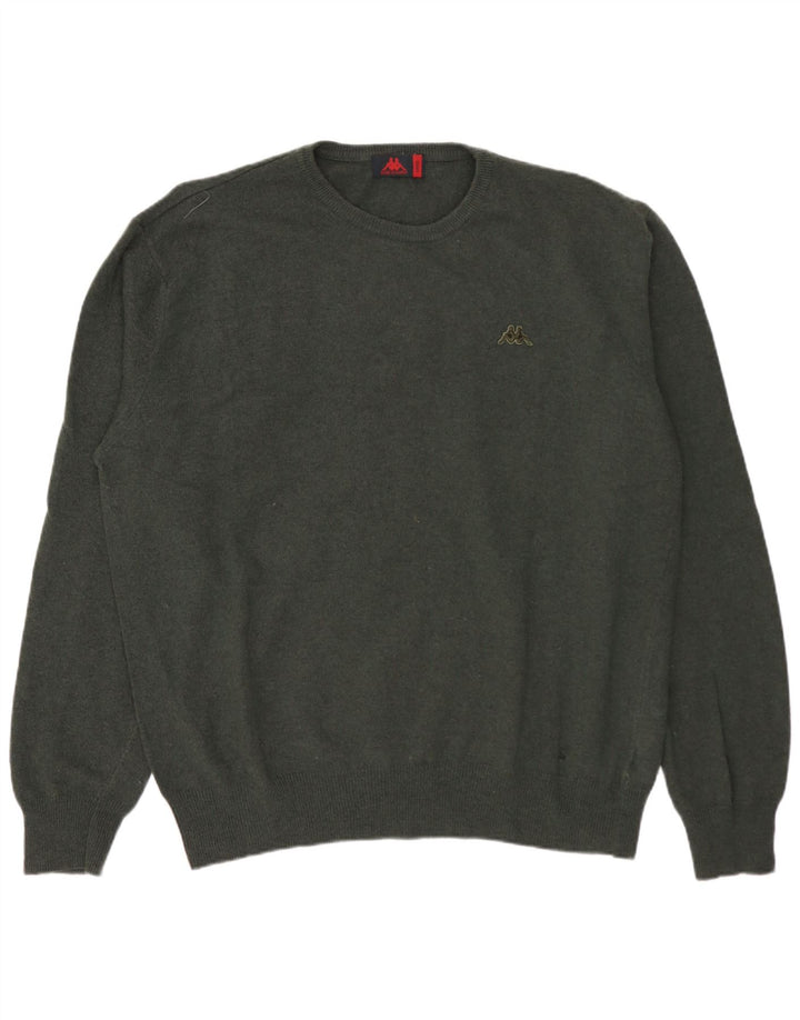 Kappa Hombre Jersey De Cuello Redondo Jersey De Lana De Cordero Verde Grande