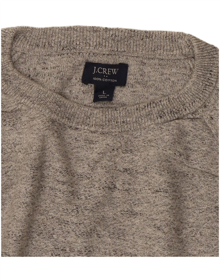 J. Crew Jersey de cuello redondo para hombre de algodón moteado gris grande