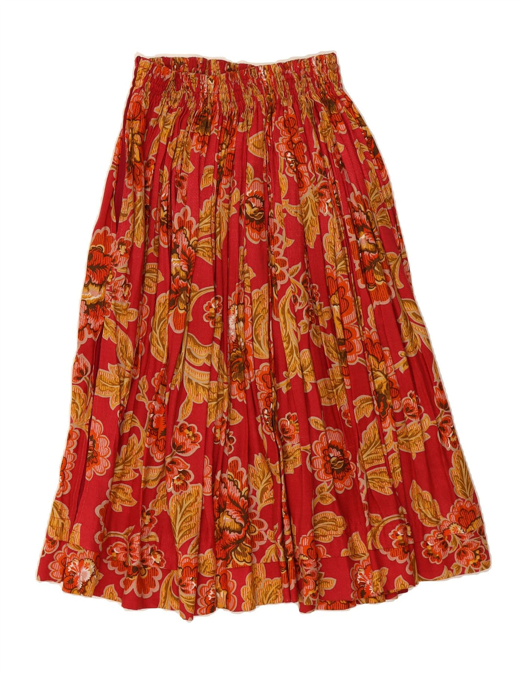 VINTAGE Womens Pleated Skirt W28 Medium  Red Floral Vintage Vintage and Second-Hand Vintage from Messina Hembry 