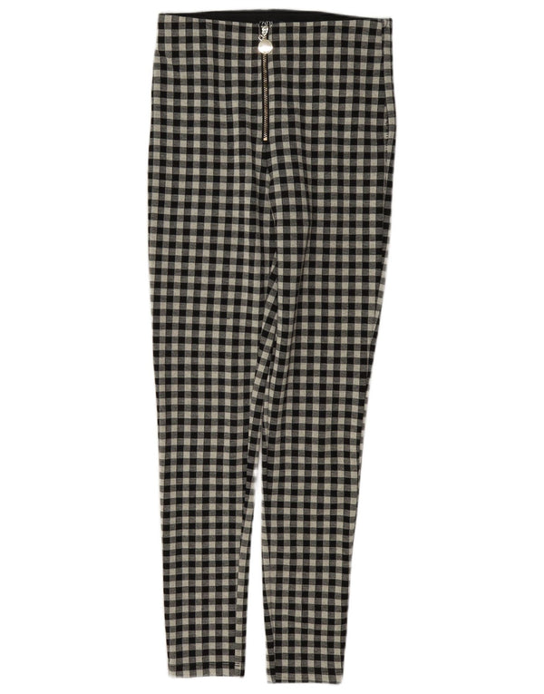 Zara Mujer Pantalones Casuales Pitillo Pequeños W26 L28 Cuadros Negros