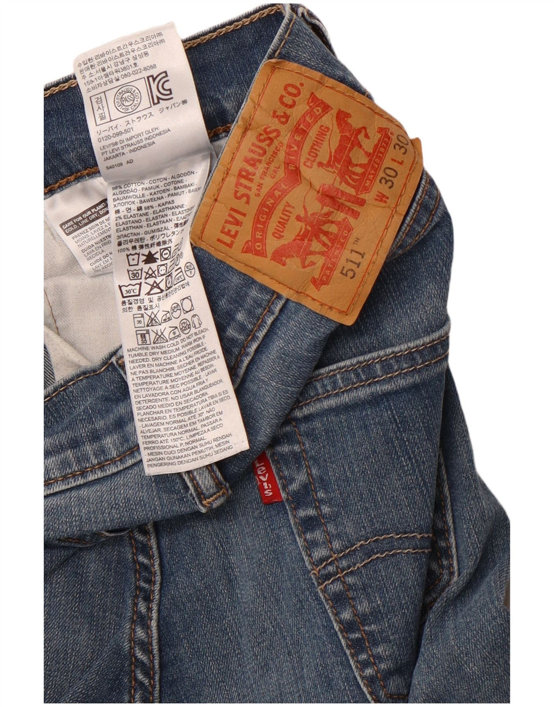 Levi's Hombre 511 Slim Jeans W30 L30 Algodón Azul