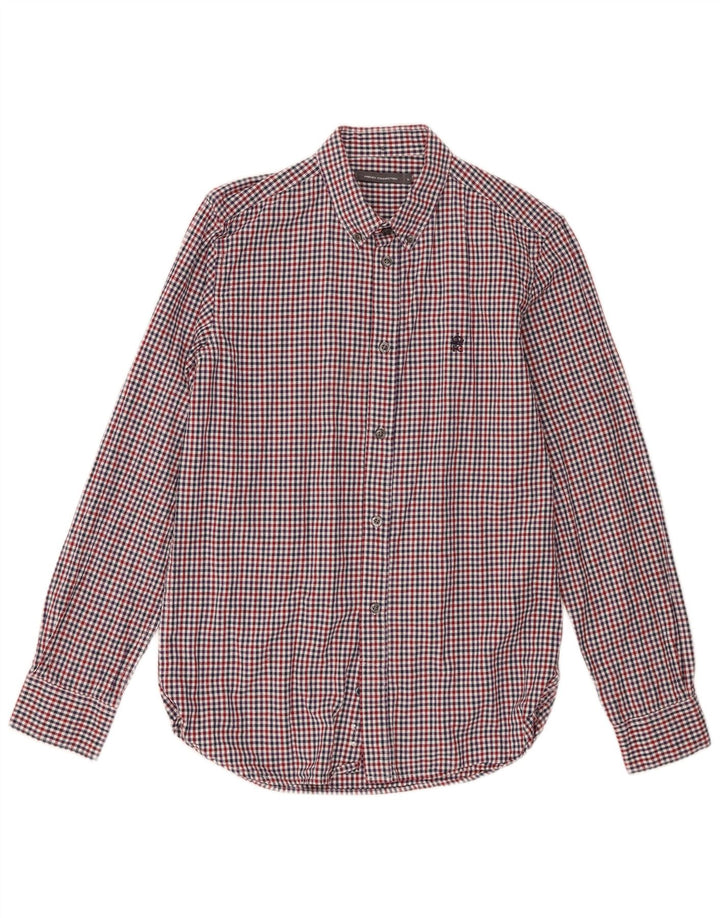 Camisa de hombre French Connection pequeña de algodón a cuadros multicolor