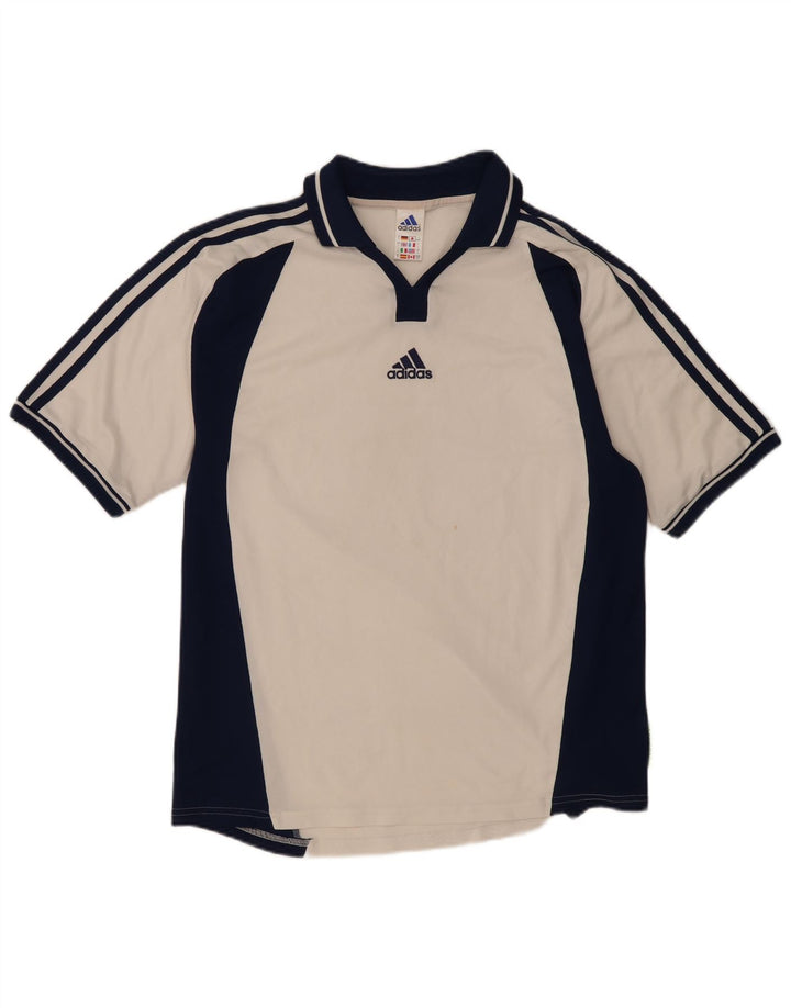 Polo Adidas Hombre Grande Blanco Colorblock Poliéster