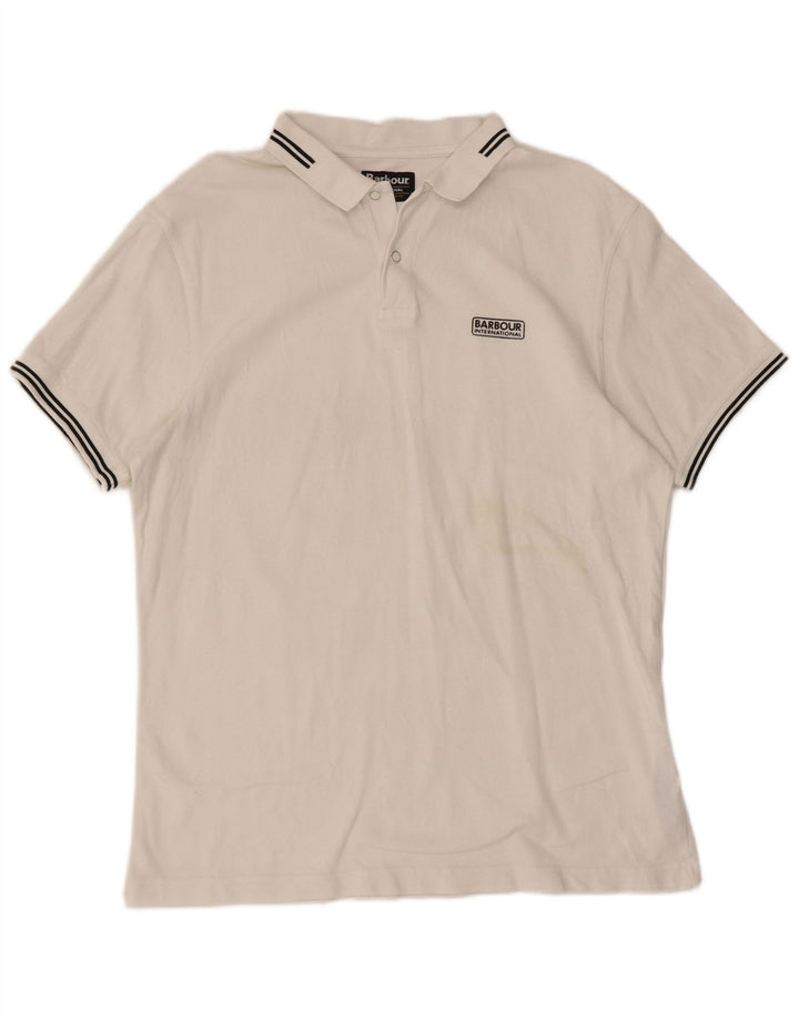 Polo Barbour Para Hombre Algodón Blanco Grande