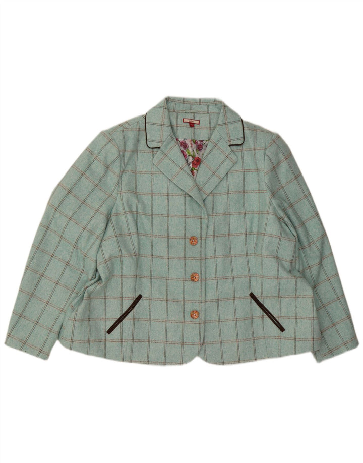 Joe Browns Chaqueta tipo blazer de 3 botones para mujer UK 30 7XL Cuadros turquesa