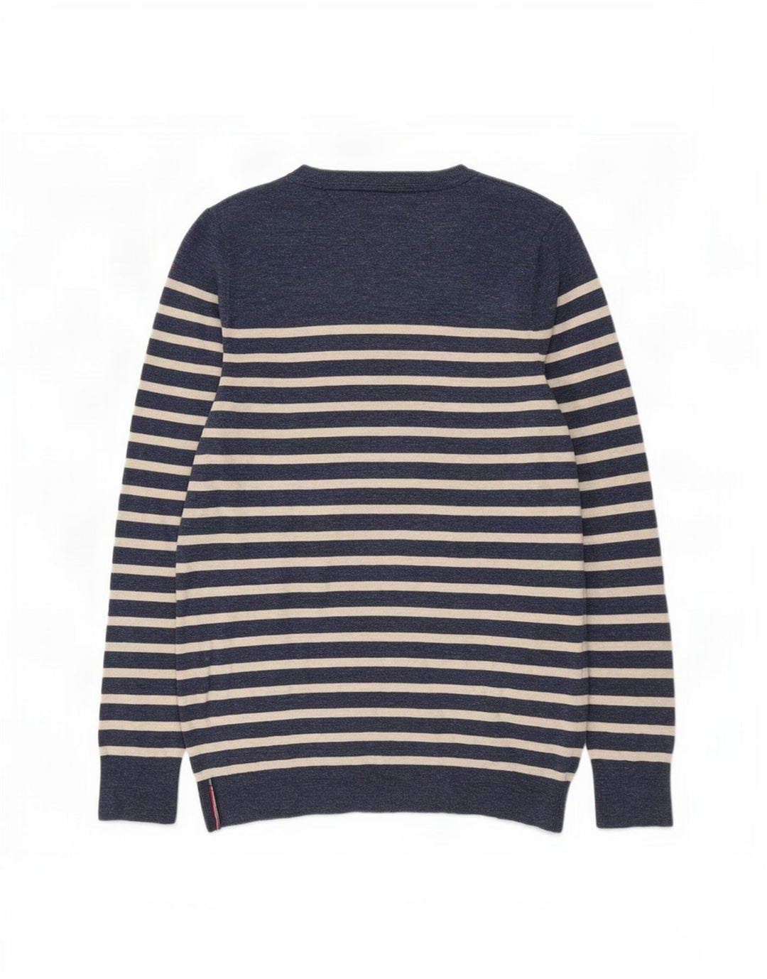 Tommy Hilfiger Jersey con Cuello Barco para Hombre, Jersey de Rayas Azul Marino Mediano