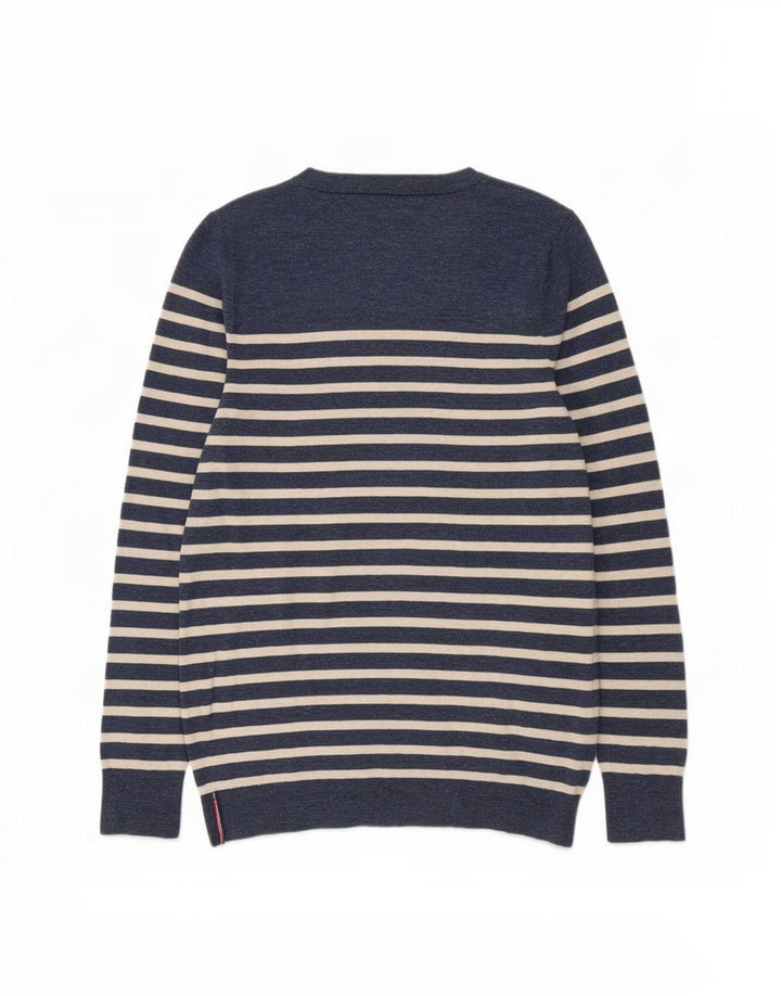 Tommy Hilfiger Jersey con Cuello Barco para Hombre, Jersey de Rayas Azul Marino Mediano