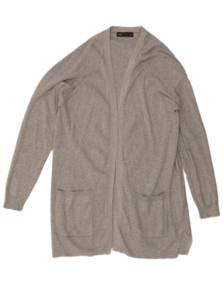 Marks & Spencer Suéter tipo cárdigan abierto largo para mujer UK 44 Gris medio