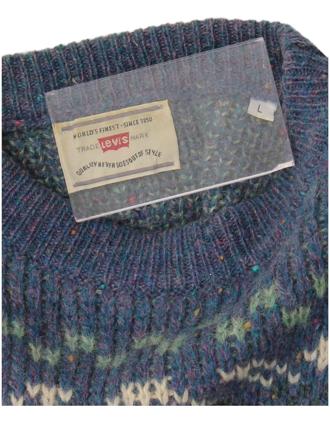 Levi's Suéter tipo jersey con cuello barco para mujer UK 46 Large Blue Fair Isle