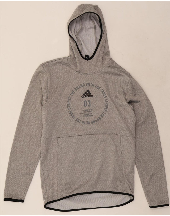 Adidas Hombre Sudadera Con Capucha Gráfica Jersey Pequeño Gris Poliéster