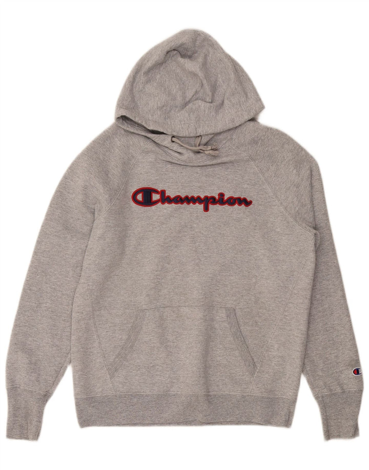 CHAMPION Jersey con capucha gráfica para hombre pequeño algodón gris