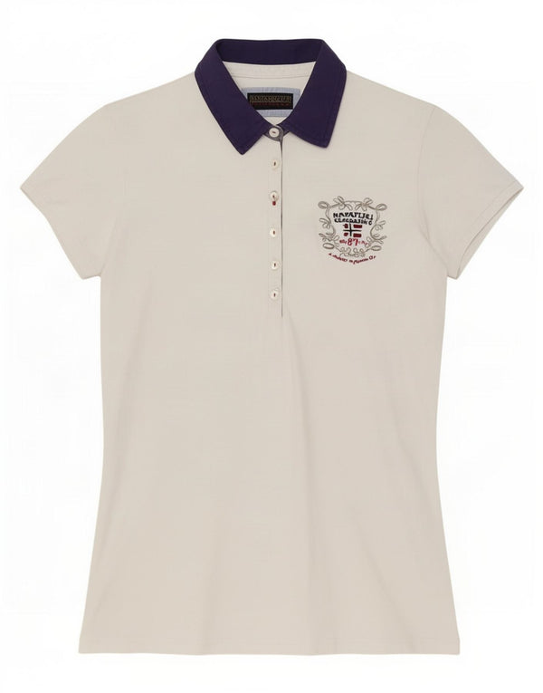 Napapijri Polo Geographic para mujer UK 40 Medium Blanco Colorblock