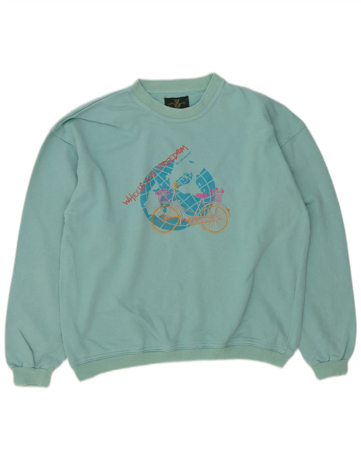 Vagabond Sudadera de gran tamaño con gráfico para mujer, talla 10, color turquesa