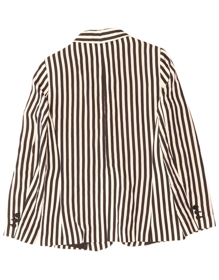 ZARA Chaqueta tipo blazer de 1 botón para mujer UK 40 Mediana Poliéster a rayas negras