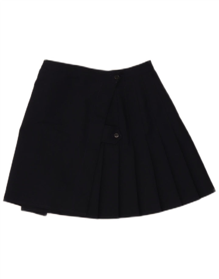Vintage mujer mini falda plisada Reino Unido 10 pequeño azul marino