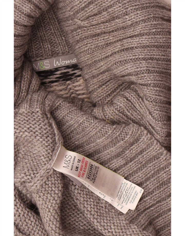 Marks & Spencer Suéter tipo jersey con cuello vuelto para mujer Reino Unido 40 Gris medio Fair Isle