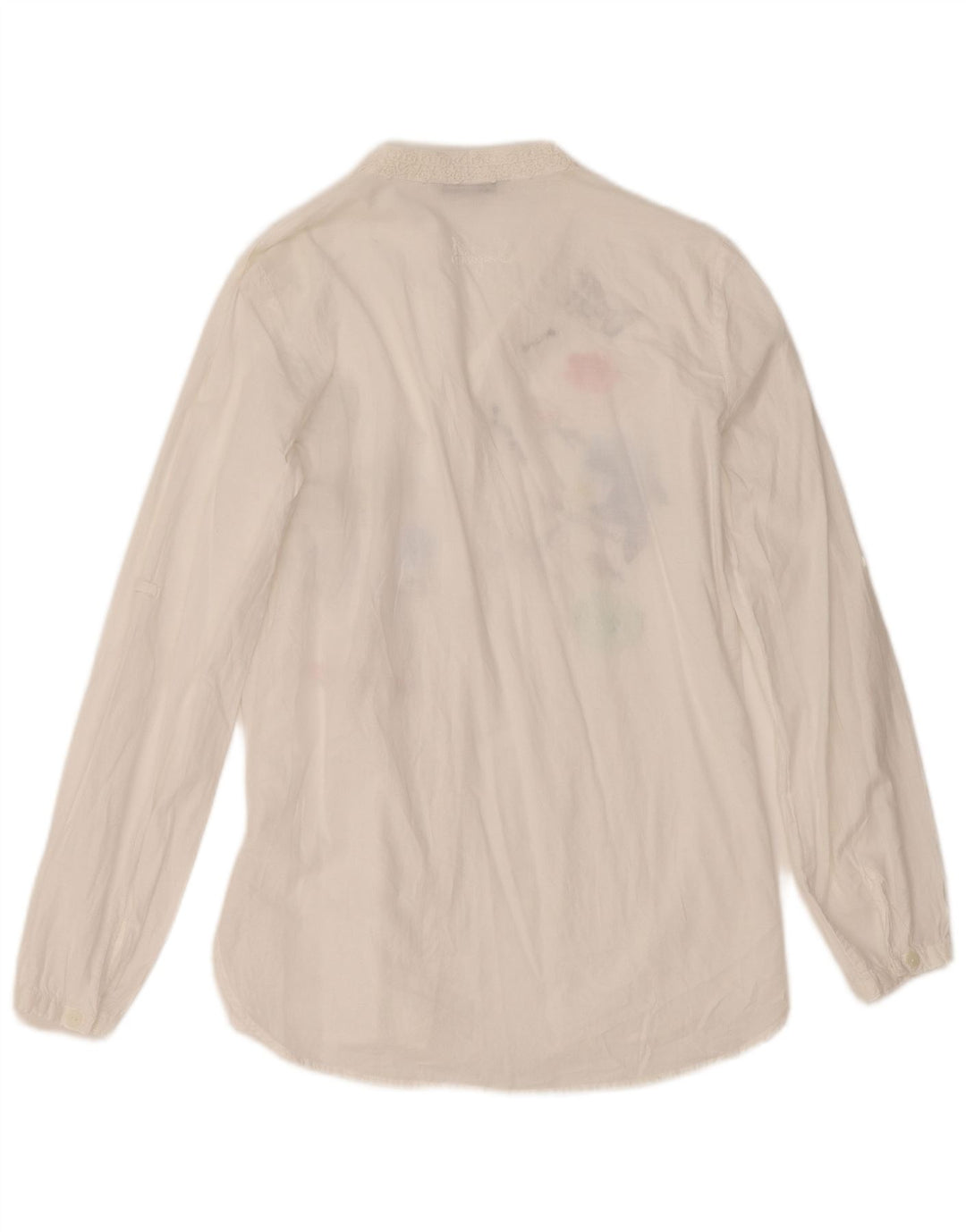 Desigual Mujer Blusa Camisa Gráfica UK 10 Small Blanco